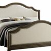 Homeroots 59 x 88 x 66 in. Baudouin Queen Size Bed Beige Linen and amp; Weathered Oak 285904